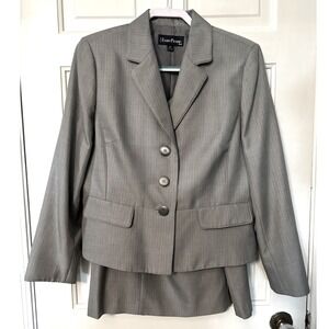 Evan Picone Petite Gray Skirt Suit Set Women's Size 14P Business Career‎